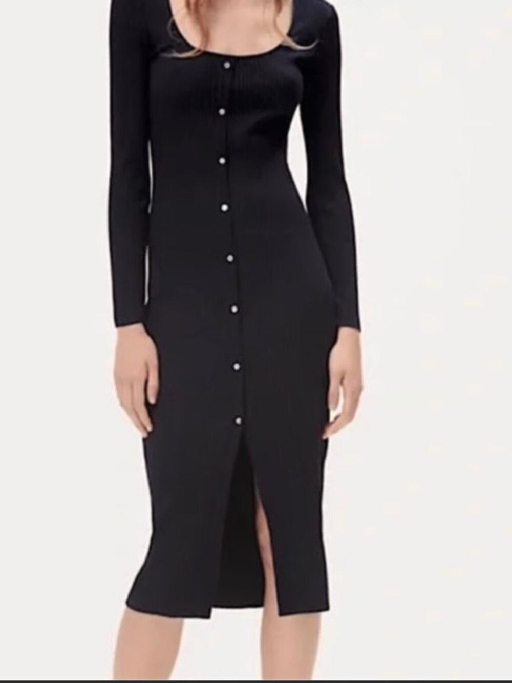 NWT ZARA RIBBED KNIT DRESS WITH BUTTONS Sz-M